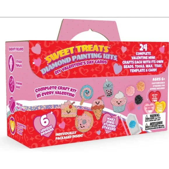 Set of 24 Valentines Cards for Kids Classroom - Valentine's Day Sweet Treats Dia - Picture 8 of 9